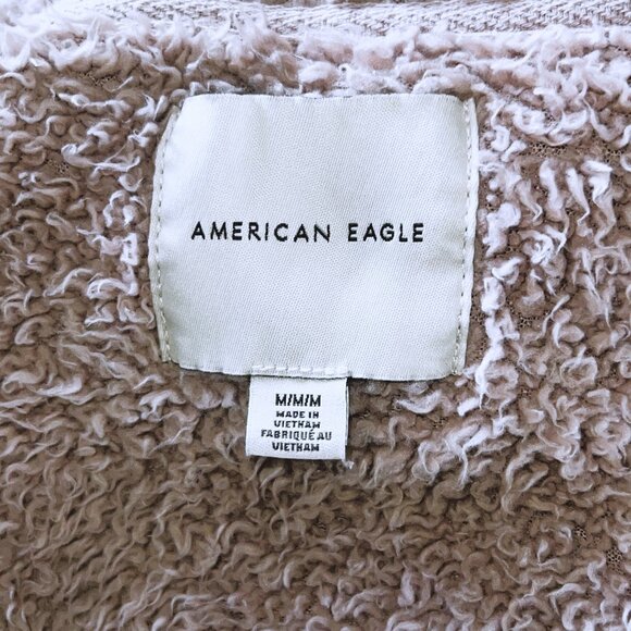 American Eagle Outfitters Sherpa pullover hoodie Dusty Pink Size Medium - Picture 5 of 8